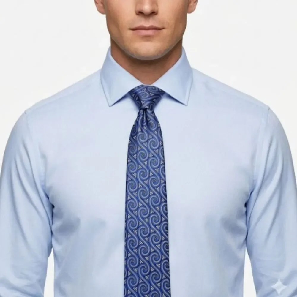 ZanZara Men's Blue Black Mosaic Wave Print 100% Silk Tie
